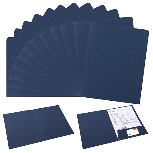 Two-pocket Portfolios A4 Chemises à Double Poches Ordner, 12PCS A4 Kraftpapier 2 Tasche Dokumentenmappe Papier Präsentationsmappe für Dateien, Besprechungen, Berichte, Bürobedarf (Dunkelblau) von Niboken