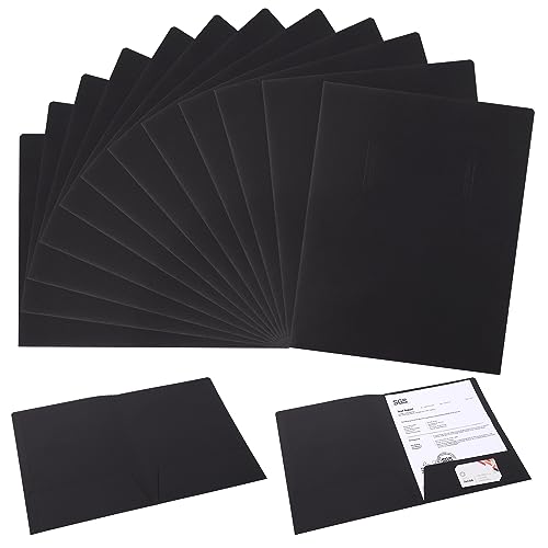 Two-pocket Portfolios A4 Chemises à Double Poches Ordner mit 2 Tasche, 12PCS A4 Kraftpapier Dokumentenmappe Papier Präsentationsmappe für Dateien, Besprechungen, Berichte, Bürobedarf (Schwarz) von Niboken