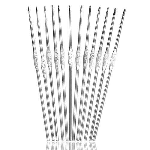 Häkelnadeln Set Nmit 12 Stück, Verschiedenen Größen de Stricken Häkeln, Hochwertigen Häkeln Stricken Nadeln Ergonomische Häkelnadeln (0.60mm - 1.90mm Größen) von NiceLand