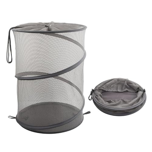 Pop-Up-Wäschekorb aus Mesh Pop-Up Mesh Laundry Baskets Rund faltbarer Wäschekorb mit Henkel Tragbar Wäschekörbe Schwarz aus Netzstoff Faltbarer Wäschekörbe von NiceLand