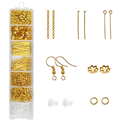 Schmuckherstellung Set 520 Stück Golden Schmuck Basteln Werkzeug Kit mit Zubehör Ohrringherstellungssätze Schmuck Reparatur für Anfänger Frauen Halskette Armband von NiceLand