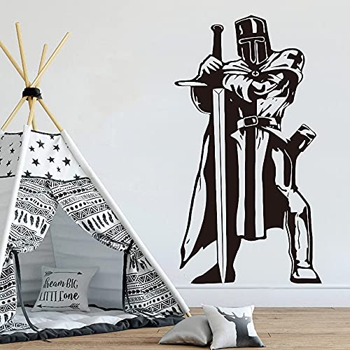 Ritter Wand Aufkleber Boy Zimmer Mittelalterliche Drachen Slayer Schwert Solider Armee Krieger Vinyl Kinderzimmer Kinder Zimmer Home Decor Art Decal57x31cm von NiceeemanN