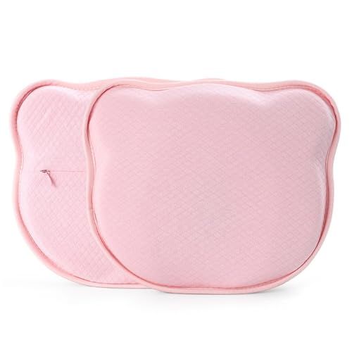 Niceyoeuk Kissen für Neugeborene, um einen flachen Kopf zu verhindern, Anti-Flachkopf-Kissen, um einen flachen Kopf zu verhindern, Baby-Kopfformungskissen (Rosa - 04, 25 x 23 x 3 cm) von Niceyoeuk