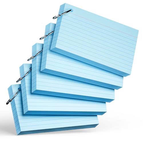 Blaue Karteikarten mit Ring, 7,6 x 12,7 cm, schwere, linierte Karteikarten, Lernkarten für Schul- und Bürobedarf und Heimorganisation, langlebige Notizkarten mit linierten Linien, 250 Stück Blaue Karteikarten mit Ring, 7,6 x 12,7 cm, schwere, linierte Karteikarten, Lernkarten für Schul- und Bürobedarf und Heimorganisation, langlebige Notizkarten mit linierten Linien, 250 Stück von Nichela