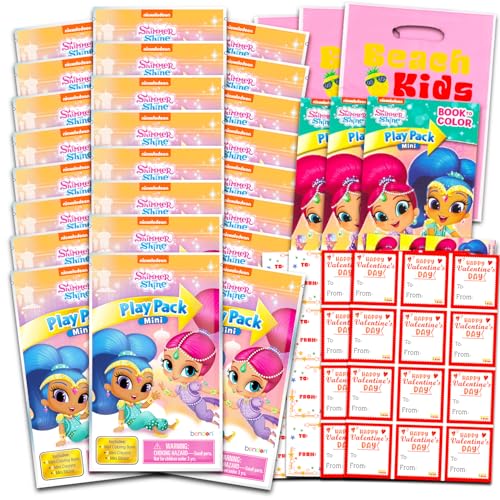 Nickelodeon Shimmer and Shine Valentinstag Klassenzimmer Geschenkaustausch-Set – 24 Mini-Aktivitätsbücher für Schule, Valentinstag, Kinder, Partygeschenke von Nickelodeon