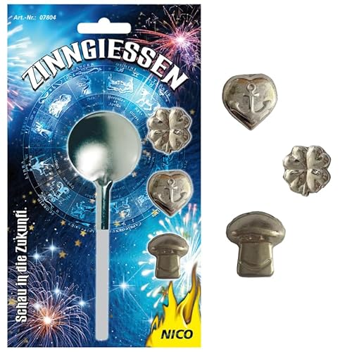 Nico Europe® 5 Sets Premium-Zinngießen mit 15 Figuren & 5 Löffel, Beste Alternative zum Bleigießen von Nico Europe