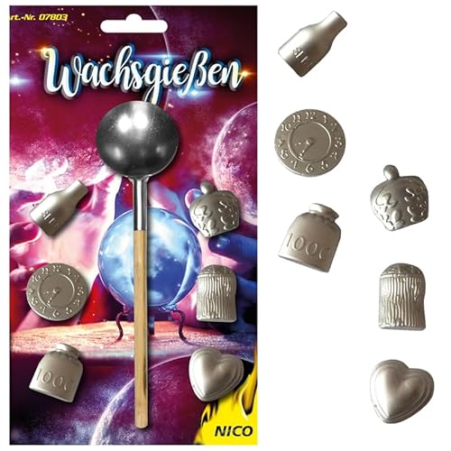 Nico Europe® 5 Sets Wachsgießen mit 30 Flachfiguren & 5 Löffel von Nico Europe