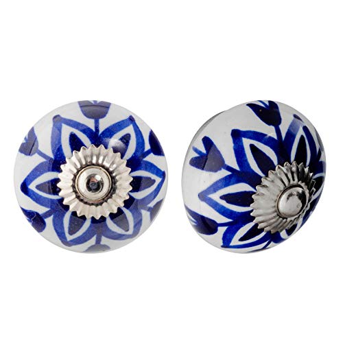 Nicola Spring Möbelknöpfe aus Keramik - Blumendesign - Dunkelblaue Blume - 12 Stück von Nicola Spring