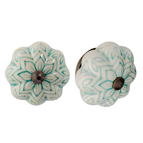 Nicola Spring Möbelknöpfe aus Keramik - Blumendesign im Vintage-Look - Minzgrün - 24 Stück von Nicola Spring