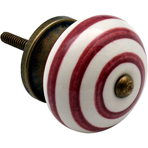 Nicola Spring Möbelknopf aus Keramik - Streifen-Design - Dunkelrot Nicola Spring Möbelknopf aus Keramik - Streifen-Design - Dunkelrot von Nicola Spring