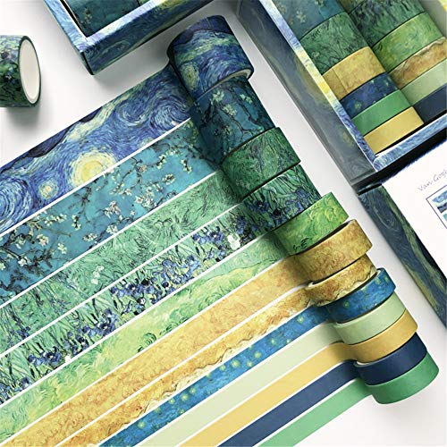 Nicole Knupfer 12 Rollen Washi Tape Set, Dekoratives Klebeband, DIY Papier Tape,Kollektion für Bastler, verschönert Journals, Karten und Scrapbooking (Van Gogh) von Nicole Knupfer