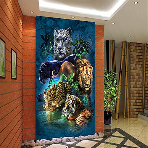 Nicole Knupfer 5D DIY Diamant Painting Set,Tiger,Löwe,Leopard Full Bohrer Handgemacht Diamond Malerei Wohnzimmer Schlafzimmer Wanddekoration (60x100cm) von Nicole Knupfer