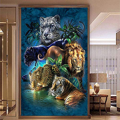 Nicole Knupfer 5D DIY Diamant Painting Set,Tiger,Löwe,Leopard Full Bohrer Handgemacht Diamond Malerei Wohnzimmer Schlafzimmer Wanddekoration (90x150cm) von Nicole Knupfer