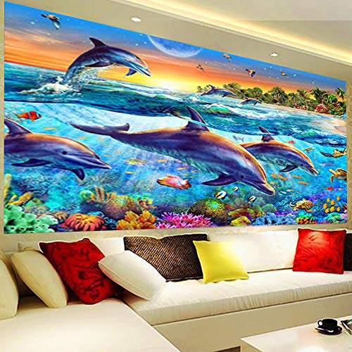 Nicole Knupfer 5D DIY Diamond Painting Kits Full Diamond,Unterwasserwelt Delfin Stickerei Crystal Strass Cross Stitch Diamant Malerei für Wohnzimmer Dekoration (120x50cm) von Nicole Knupfer