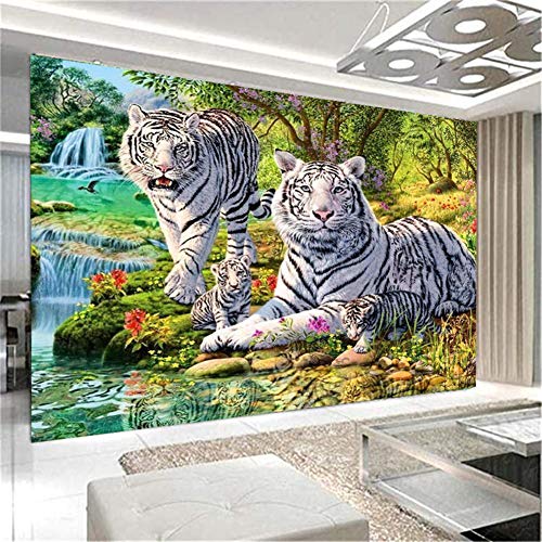 Nicole Knupfer 5D DIY Diamond Painting Tiger Set DIY 5D Diamant Malerei Tier Kits Runde Vollbohr Strass Stickerei Kreuzstich Bilder für Wohnwanddekor (80x55cm) von Nicole Knupfer