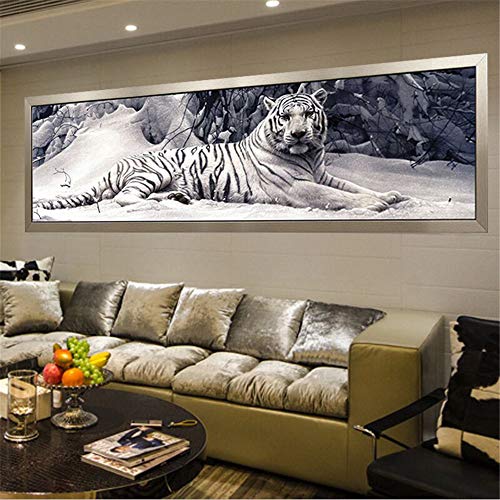 Nicole Knupfer 5D DIY Diamond Painting Weiß Tiger Diamant Painting Full Drill Diamond Painting Wanddekoration (120x40cm) von Nicole Knupfer