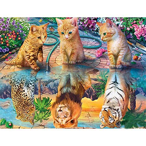 Nicole Knupfer 5D Diamant Malerei Set, Reflexion Katze DIY Diamond Painting Full Crystal Strass Stickerei Dekoration für Home Wall Büro Dekoration (50x70cm) von Nicole Knupfer