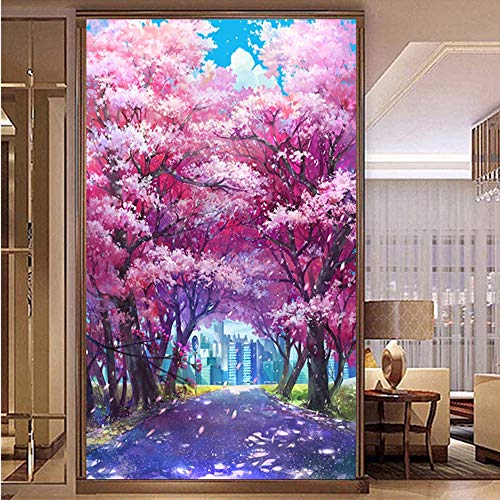 Nicole Knupfer 5D Diamond Painting, Kirschbaum Kirschblüte Landschaft, Full Bohrer Diamant Set Zeichnung Großer DIY Stickerei Wohnung Dekoration (40x80cm) von Nicole Knupfer