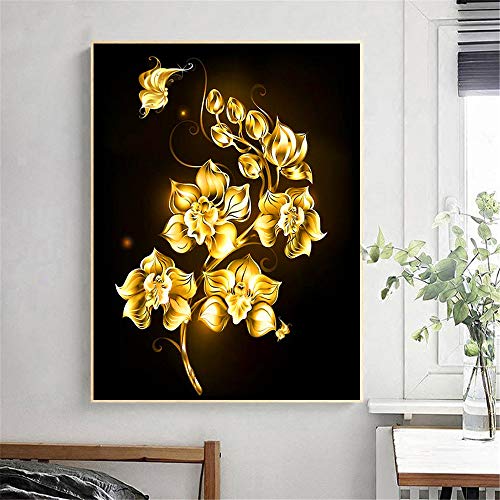 Nicole Knupfer 5D Diamond Painting Full Bohrer Goldene Rose Diamant Malerei Handgemachtes Blume Stickerei Bilder Wohnzimmer Wanddekoration (60x80cm) von Nicole Knupfer