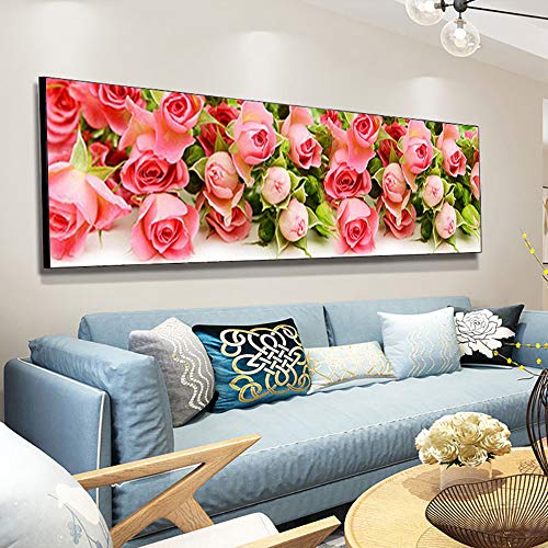 Nicole Knupfer 5D Diamond Painting Rose Flowers Full Bohrer Diamant Set Zeichnung Großer DIY Stickerei Wohnung Dekoration (146x50cm) von Nicole Knupfer