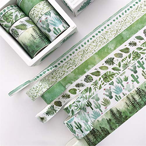 Nicole Knupfer 8 Rollen Washi Tape Set, Dekoratives Klebeband, Kollektion für Bastler, DIY Basteln, verschönert Journals, Planer, Karten und Scrapbooking (Grüner Farbstoff) von Nicole Knupfer