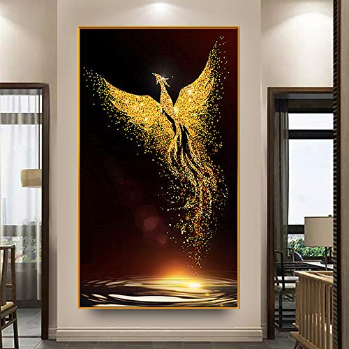 Nicole Knupfer DIY 5D Diamant Painting Diamant Malerei von Leinwandbild Nummer Kit Crystal Strass Stickerei DIY Kreuzstich Arts Craft Decor Golden Diamond Painting (Phönix,40x80cm) von Nicole Knupfer