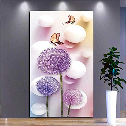 Nicole Knupfer DIY 5D Diamond Painting, Malen nach Zahlen Diamant, lila Löwenzahn, Schmetterlin DIY Diamant Gemälde Bilder Wall Decoration (65X115cm) von Nicole Knupfer