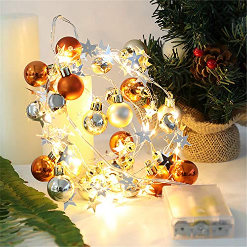 Nicole Knupfer LED Weihnachtskugeln Lichterkette, Dekorative 2m 20er LED Christbaumkugeln, Batteriebetrieben Weihnachtslichterkette für Weihnachten (Kupfer) von Nicole Knupfer