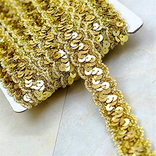 Nicole Knupfer Pailletten Bänder Paillettenband Borten Rolle für DIY Handwerk Bastelprojekte Tanzbekleidungen,Gesamtlänge 13m Breite 25mm (Hell Gold) von Nicole Knupfer