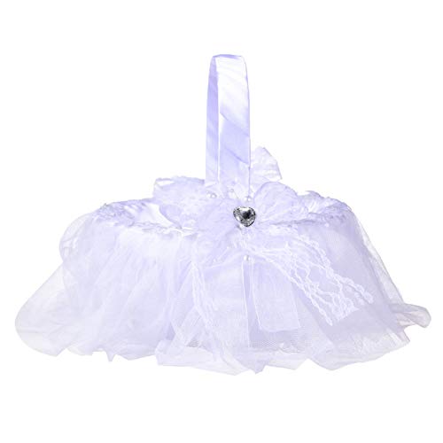 Weiß Hochzeit Blumenkorb,Hochzeit Blumenmädchen Korb Blumenkinderkörbchen,Blumenmädchen Korb mit Bowknot,für Hochzeiten,Blumenmädchen von Nicoone