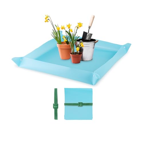 Umtopfmatte für Zimmerpflanzen, 30,5 x 77,5 cm, wasserdichte Pflanzenmatte, tragbare Gartenpflanze, Umpflanzmatte, Gartengeschenke für Frauen, Blau von Nideen