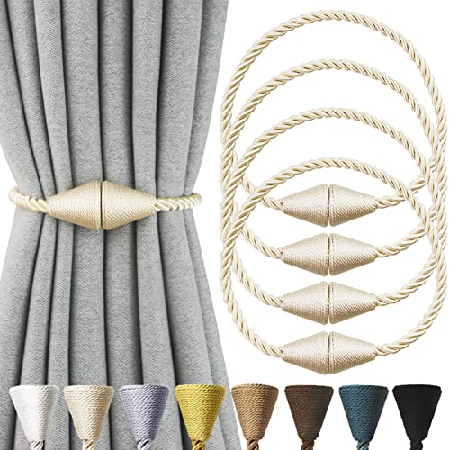 Nieffeiy 4 Stück magnetische Raffhalter für Vorhänge, modern, handgefertigt, dekorative Vorhänge, Raffhalter für Fensterdekoration, Beige von Nieffeiy