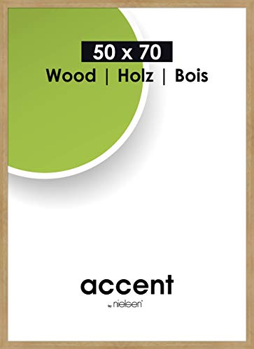 accent by nielsen Bilderrahmen, 50 x 70 cm, Holz, Natur, Posterrahmen zum Aufhängen im Hoch- & Querformat, Echtglas, Accent Wood von accent by nielsen