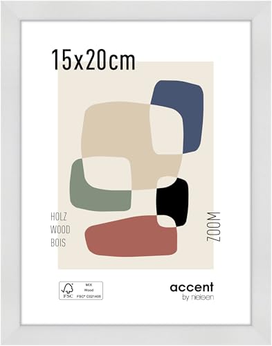 accent by nielsen Bilderrahmen, 15 x 20 cm, Holz, Weiß, Fotorahmen zum Auftstellen und Aufhängen im Hoch- & Querformat, Echtglas, Zoom von accent by nielsen