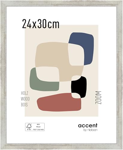 accent by nielsen Bilderrahmen, 24 x 30 cm, Holz, Silber, Rahmen zum Aufhängen im Hoch- & Querformat, Echtglas, Zoom von accent by nielsen