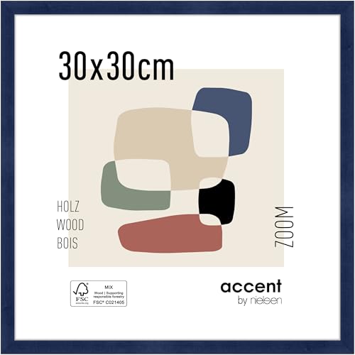 accent by nielsen Bilderrahmen, 30 x 30 cm, Holz, Blau, Rahmen zum Aufhängen im Hoch- & Querformat, Echtglas, Zoom von accent by nielsen