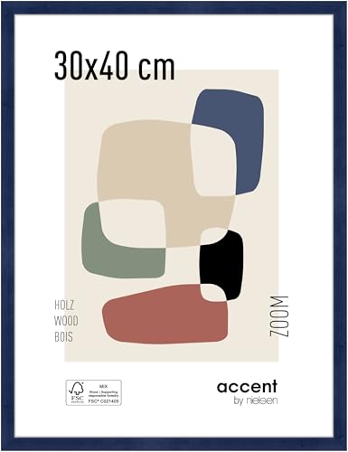 accent by nielsen Bilderrahmen, 30 x 40 cm, Holz, Blau, Fotorahmen zum Aufhängen im Hoch- & Querformat, Echtglas, Zoom von accent by nielsen