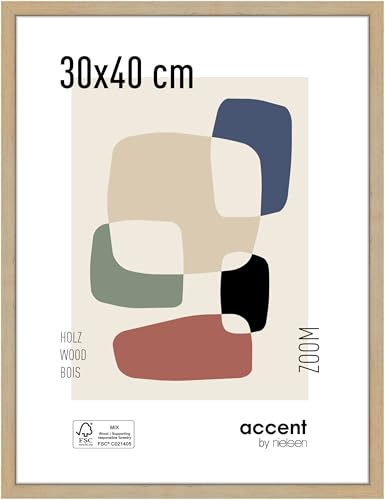 accent by nielsen Bilderrahmen, 30 x 40 cm, Holz, Gold, Fotorahmen zum Aufhängen im Hoch- & Querformat, Echtglas, Zoom von accent by nielsen