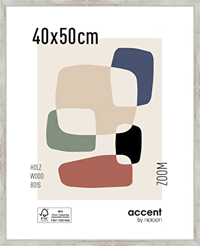 accent by nielsen Holz Bilderrahmen Zoom, 40x50 cm, Silber von accent by nielsen