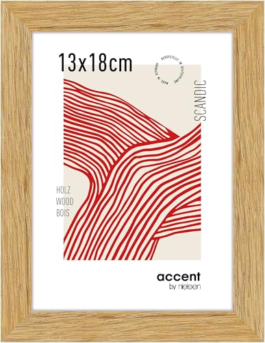 accent by nielsen Bilderrahmen, 13 x 18 cm, Holz, Eiche, Fotorahmen zum Auftstellen im Hoch- & Querformat, Echtglas, Scandic von accent by nielsen