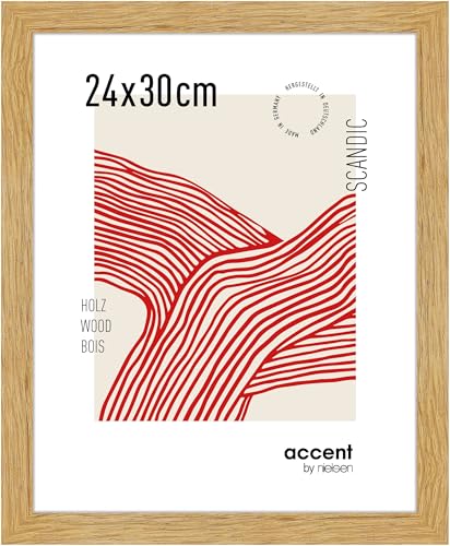 accent by nielsen Bilderrahmen, 24 x 30 cm, Holz, Eiche, Rahmen zum Aufhängen im Hoch- & Querformat, Echtglas, Scandic von accent by nielsen