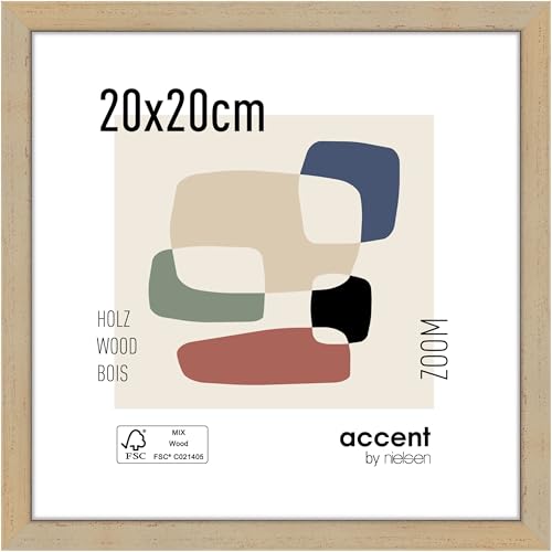 accent by nielsen Bilderrahmen, 20 x 20 cm, Holz, Gold, Fotorahmen zum Auftstellen und Aufhängen im Hoch- & Querformat, Echtglas, Zoom von accent by nielsen