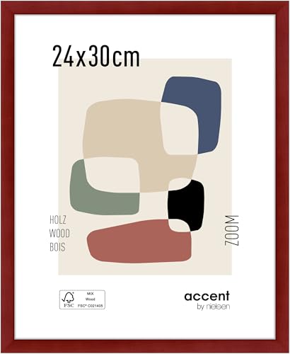 accent by nielsen Bilderrahmen, 24 x 30 cm, Holz, Rot, Rahmen zum Aufhängen im Hoch- & Querformat, Echtglas, Zoom von accent by nielsen