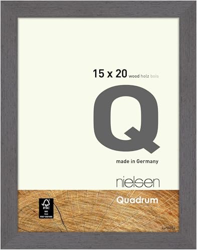 nielsen Bilderrahmen, 15 x 20 cm, Holz, Dunkelgrau, Fotorahmen zum Auftstellen und Aufhängen im Hoch- & Querformat, Echtglas, Quadrum von nielsen