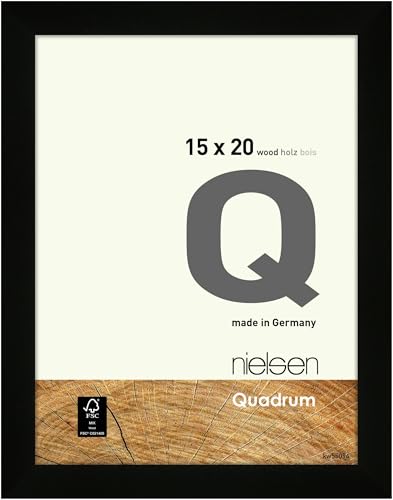 nielsen Bilderrahmen, 15 x 20 cm, Holz, Schwarz, Fotorahmen zum Auftstellen und Aufhängen im Hoch- & Querformat, Echtglas, Quadrum von nielsen