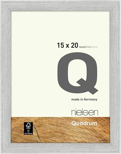 nielsen Bilderrahmen, 15 x 20 cm, Holz, Silber, Fotorahmen zum Auftstellen und Aufhängen im Hoch- & Querformat, Echtglas, Quadrum von nielsen