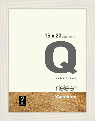 nielsen Bilderrahmen, 15 x 20 cm, Holz, Weiß, Fotorahmen zum Auftstellen und Aufhängen im Hoch- & Querformat, Echtglas, Quadrum von nielsen