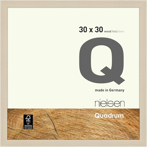 nielsen Bilderrahmen, 30 x 30 cm, Holz, Ahorn, Rahmen zum Aufhängen im Hoch- & Querformat, Echtglas, Quadrum von nielsen