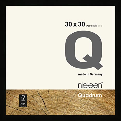 nielsen Bilderrahmen, 30 x 30 cm, Holz, Schwarz, Rahmen zum Aufhängen im Hoch- & Querformat, Echtglas, Quadrum von nielsen