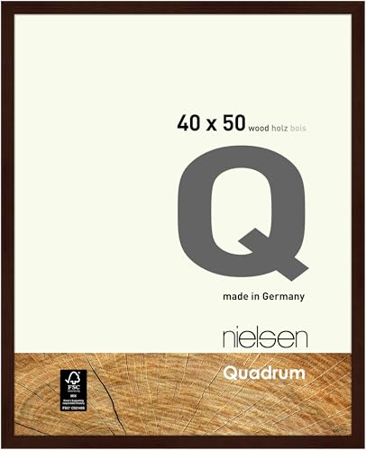 nielsen Bilderrahmen, 40 x 50 cm, Holz, Wengé, Posterrahmen zum Aufhängen im Hoch- & Querformat, Echtglas, Quadrum von nielsen